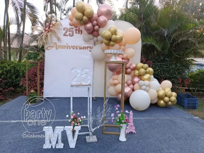 decorations 25th Anniversary Gold Pastel Balloon Decor